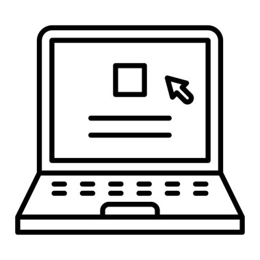 dizüstü bilgisayar Simgesi, Basit Siyah ve Beyaz Vektör İllüstrasyonu