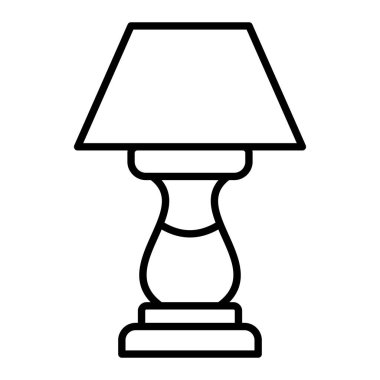 Masa lambası Simgesi, Basit Siyah ve Beyaz Vektör İllüstrasyonu