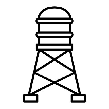 Su Kulesi Simgesi, Basit Siyah ve Beyaz Vektör İllüstrasyonu