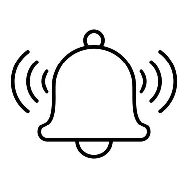 Bildirim Çanı Simgesi, Basit Siyah ve Beyaz Vektör İllüstrasyonu