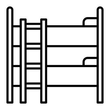 Ranza Yatak Simgesi, Basit Siyah ve Beyaz Vektör İllüstrasyonu