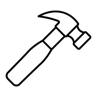 Çekiç çizgisi simgesi, Basit Siyah ve Beyaz Vektör İllüstrasyonu