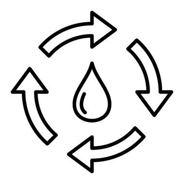 Su Döngüsü Simgesi, Basit Siyah ve Beyaz Vektör İllüstrasyonu