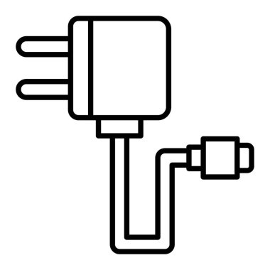 Adaptör satır simgesi, Basit Siyah ve Beyaz Vektör İllüstrasyonu