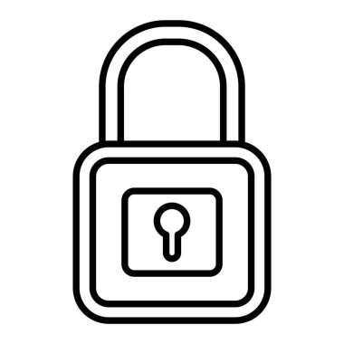 Asma Kilit Simgesi, Basit Siyah ve Beyaz Vektör İllüstrasyonu