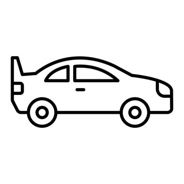 Oyuncak Araba Simgesi, Basit Siyah ve Beyaz Vektör İllüstrasyonu