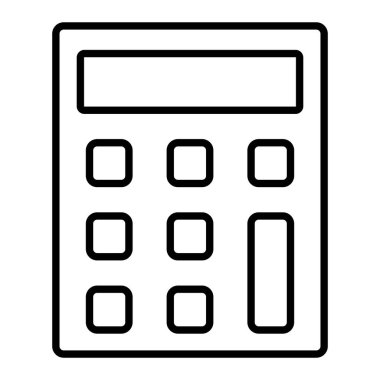 Hesap Makinesi Simgesi, Basit Siyah ve Beyaz Vektör İllüstrasyonu