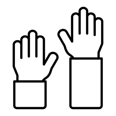 El Çizgisi Simgesini Yükselt, Basit Siyah ve Beyaz Vektör İllüstrasyonu