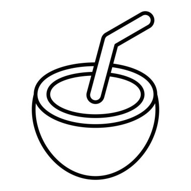 Hindistan cevizi Simgesi, Basit Siyah ve Beyaz Vektör İllüstrasyonu