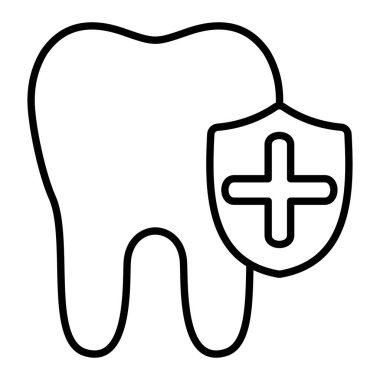 Koruma Simgesi, Basit Siyah ve Beyaz Vektör İllüstrasyonu