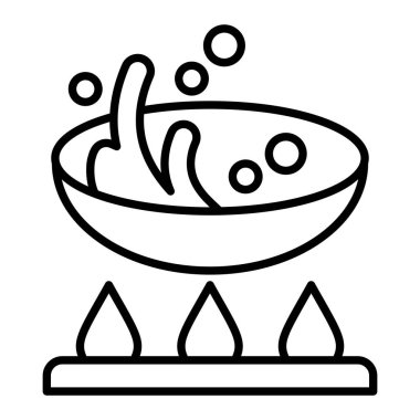 Yemek Simgesi, Basit Siyah ve Beyaz Vektör İllüstrasyonu