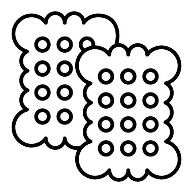 Bisküvi Simgesi, Basit Siyah ve Beyaz Vektör İllüstrasyonu