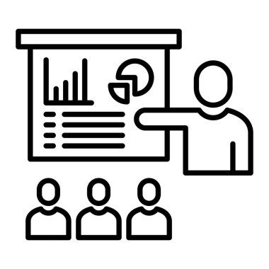 Sunum Simgesi, Basit Siyah ve Beyaz Vektör İllüstrasyonu