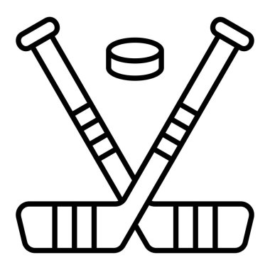 Buz Hokeyi çizgisi simgesi, Basit Siyah ve Beyaz Vektör İllüstrasyonu