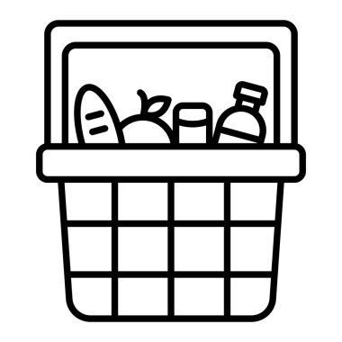 Piknik Simgesi, Basit Siyah ve Beyaz Vektör İllüstrasyonu