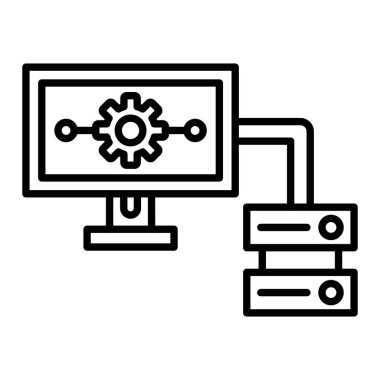 Teknoloji Simgesi, Basit Siyah ve Beyaz Vektör İllüstrasyonu