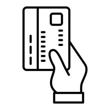 Kredi kartı çizgisi simgesi, Basit Siyah ve Beyaz Vektör İllüstrasyonu