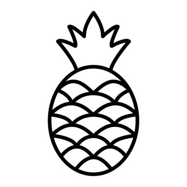 Çam Elması Simgesi, Basit Siyah ve Beyaz Vektör İllüstrasyonu