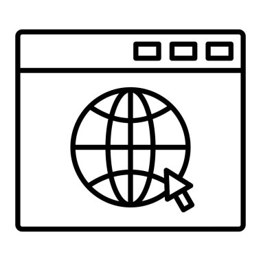 Tarayıcı Simgesi, Basit Siyah ve Beyaz Vektör İllüstrasyonu