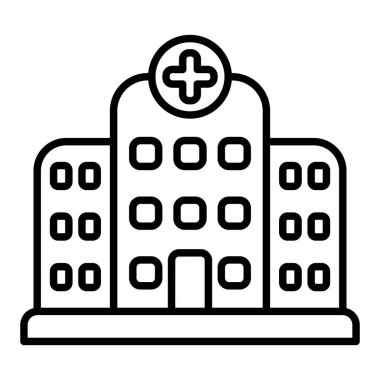 Hastane hattı simgesi, Basit Siyah ve Beyaz Vektör İllüstrasyonu