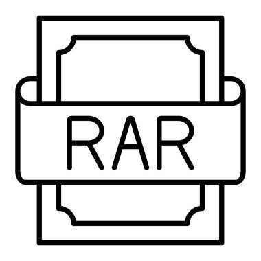 Rar Simgesi, Basit Siyah ve Beyaz Vektör İllüstrasyonu