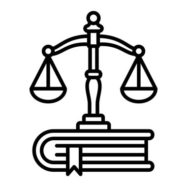 Hukuk Simgesi, Basit Siyah ve Beyaz Vektör İllüstrasyonu