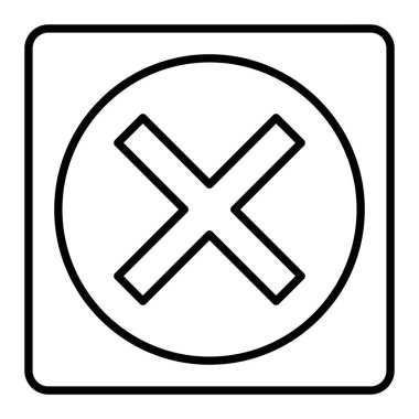 Satır simgesini kapat, Basit Siyah ve Beyaz Vektör İllüstrasyonu