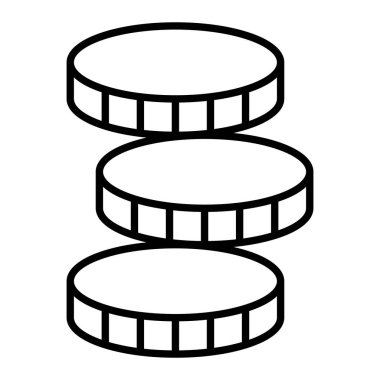 Madeni Para Simgesi, Basit Siyah ve Beyaz Vektör İllüstrasyonu