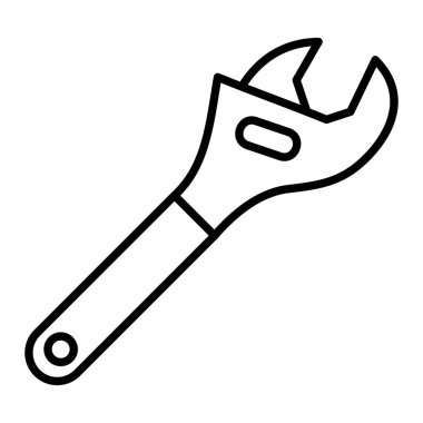 Wrench Simgesi, Basit Siyah ve Beyaz Vektör İllüstrasyonu