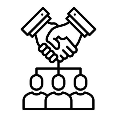 İşbirliği Simgesi, Basit Siyah ve Beyaz Vektör İllüstrasyonu