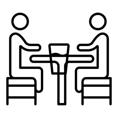 Friends satırı simgesi ile piknik, Basit Siyah ve Beyaz Vektör İllüstrasyonu