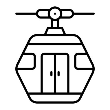 Kablo Kabin Simgesi, Basit Siyah ve Beyaz Vektör İllüstrasyonu