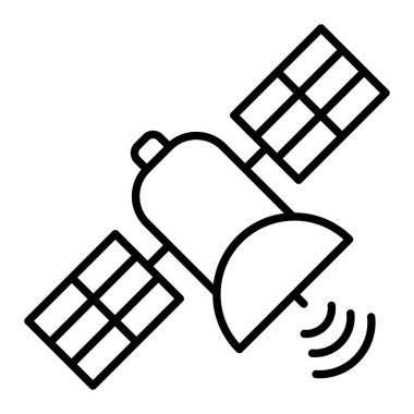 Uydu Simgesi, Basit Siyah ve Beyaz Vektör İllüstrasyonu