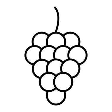 Üzüm Simgesi, Basit Siyah ve Beyaz Vektör İllüstrasyonu