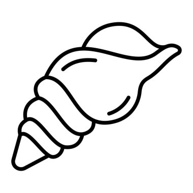 Kabuk Simgesi, Basit Siyah ve Beyaz Vektör İllüstrasyonu