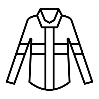 Ceket Simgesi, Basit Siyah ve Beyaz Vektör İllüstrasyonu