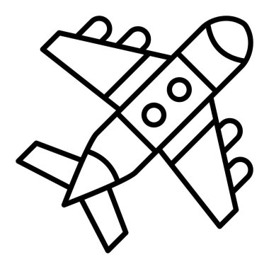 Düzlem Simgesi, Basit Siyah ve Beyaz Vektör İllüstrasyonu