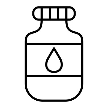 Balık Yağı Simgesi, Basit Siyah ve Beyaz Vektör İllüstrasyonu