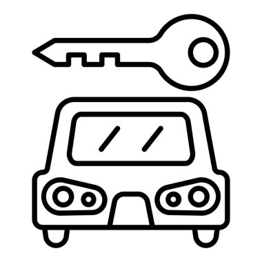 Araba Kiralama Simgesi, Basit Siyah ve Beyaz Vektör İllüstrasyonu