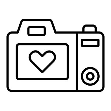 Fotoğraf Makinesi Simgesi, Basit Siyah ve Beyaz Vektör İllüstrasyonu