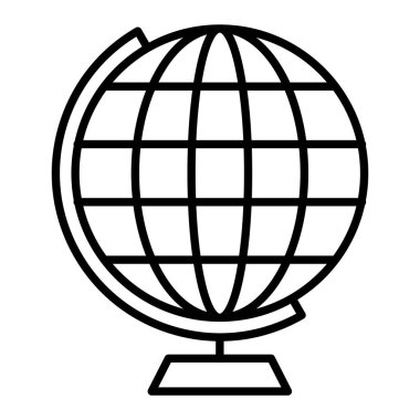 Küresel Simge, Basit Siyah ve Beyaz Vektör İllüstrasyonu