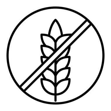 Glütensiz Simge, Basit Siyah ve Beyaz Vektör İllüstrasyonu