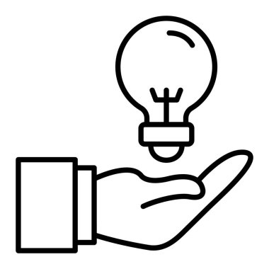 Yaratıcılık çizgisi simgesi, Basit Siyah ve Beyaz Vektör İllüstrasyonu