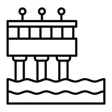 Pier Simgesi, Basit Siyah ve Beyaz Vektör İllüstrasyonu