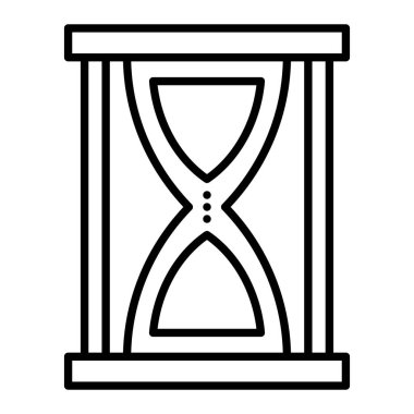 Kum Saati Simgesi, Basit Siyah ve Beyaz Vektör İllüstrasyonu