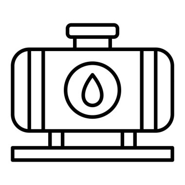 Petrol Tankeri çizgisi simgesi, Basit Siyah ve Beyaz Vektör İllüstrasyonu