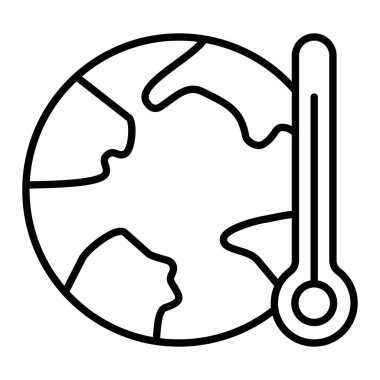 Küresel Isınma Simgesi, Basit Siyah ve Beyaz Vektör İllüstrasyonu