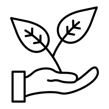 Ekoloji Simgesi, Basit Siyah ve Beyaz Vektör İllüstrasyonu