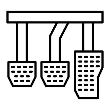 Araba Pedalları çizgisi simgesi, Basit Siyah ve Beyaz Vektör İllüstrasyonu