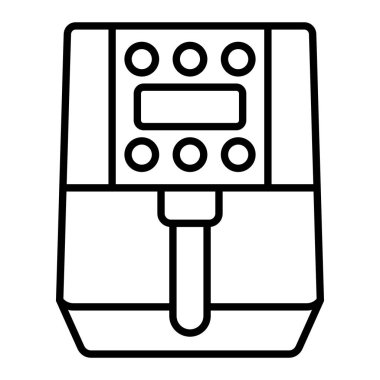 Hava Kızartma Simgesi, Basit Siyah ve Beyaz Vektör İllüstrasyonu